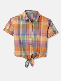 United Colors of Benetton - Multi-Color Pure Cotton Checks Top