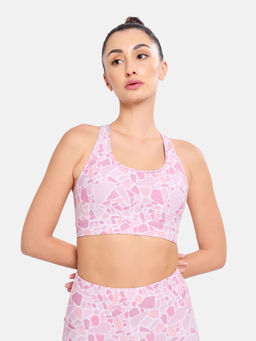 CULT - Medium Impact Cross Back Yoga Pink Polyester Sports Bra