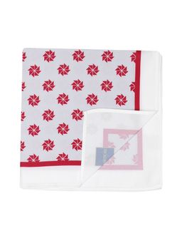 PELUCHE - Silk Geometry Print Pocket Square For Men Red
