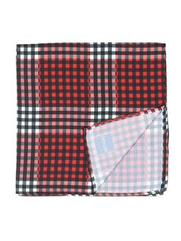 PELUCHE - Silk Checkered Design Pocket Square For Men Red