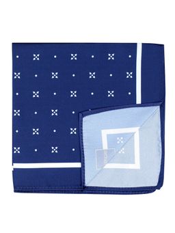 PELUCHE - Silk Floral Print Pocket Square For Men Blue