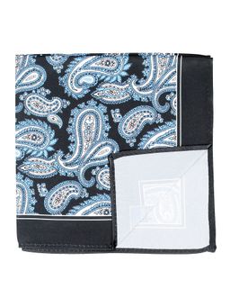 PELUCHE - Silk Paisley Print Pocket Square For Men Black
