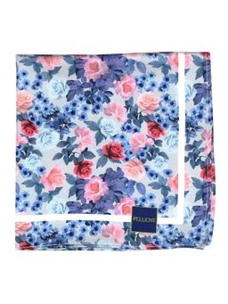 PELUCHE - Silk Beautiful Floral Pocket Square For Men Blue
