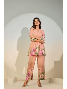 Gahan - Womens Peach Floral Printed Co-Ord Set