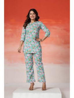 Gahan - Womens Blue Floral Printed Co-Ord Set