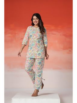Gahan - Womens Cream Floral Printed Co-Ord Set
