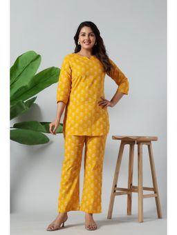 Gahan - Womens Mustard Printed Co-Ord Set