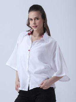 Qurvii - Women White Solid Casual Shirt
