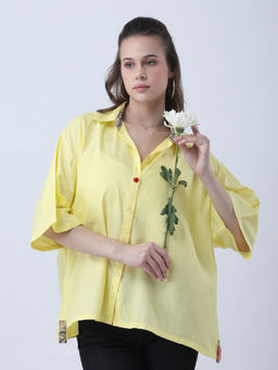 Qurvii - Women Yellow Solid Casual Shirt