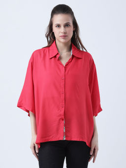 Qurvii - Women Red Solid Casual Shirt