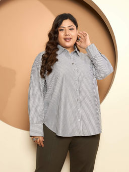 Latigo Bay - Women Grey Stripes Casual Shirt
