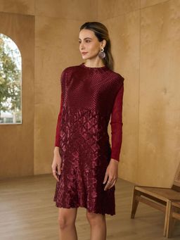 Pleats by Aruni - Maroon Mermaid Textured Dress