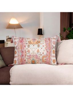 Khaabka - Ikat Illusion Chanderi Embroidered Cushion Cover (Pack of 2) (12x18 inches)