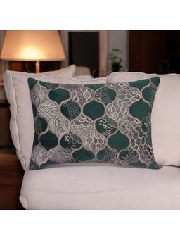 Khaabka - Flakegold Honeycomb Velvet Embroidered Cushion Cover (Pack of 2) (12x18 inches)