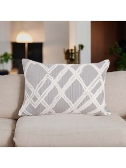 Khaabka - Grey Towel Embroidered Cushion cover (Pack of 2) (12x18 inches)