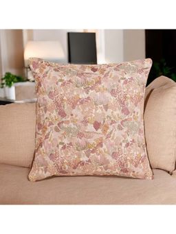 Khaabka - Peach Florale Silk Embroidered Cushion Cover (Pack of 2) (16x16 inches)