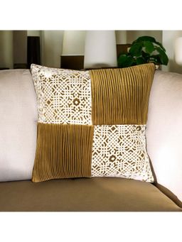Khaabka - Limea Pintuck Velvet Embroidered Cushion Cover (Pack of 2) (16x16 inches)