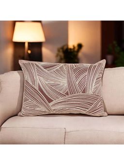 Khaabka - Chocolate Solace Raw Silk Embroidered Cushion Cover (Pack of 2) (12x18 inches)