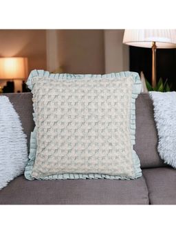 Khaabka - Light Teal Velvet Embroidered Dori Cushion Cover (Pack of 2) (16x16 inches)