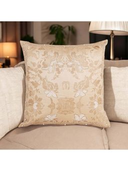 Khaabka - Beigia Pearl Velvet Embroidered Cushion Cover (Pack of 2) (16x16 inches)