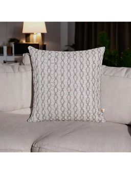 Khaabka - Cendre Dori Embroidered Linen Cushion Cover (Pack of 2) (16x16 inches)