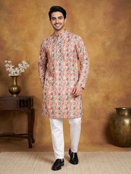 Jompers - Men Multi-Color Pure Cotton Abstract Straight Kurta with Pyjama
