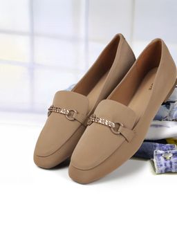 Mochi - Women Beige Slip On Casual Loafers