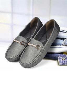 Mochi - Women Grey Slip On Casual Loafers