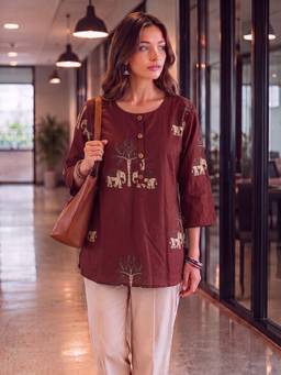 Yufta - Maroon Cotton Top