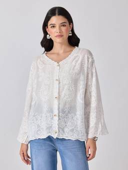 SHOWOFFFF - Women’S Embroidered White Top