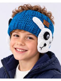 FUNKRAFTS - Kids Self Design Handmade Woollen Ear Warmer Muffs Caps Headband - Blue