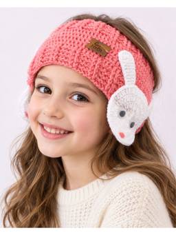 FUNKRAFTS - Kids Self Design Handmade Woollen Ear Warmer Muffs Caps Headband - Pink