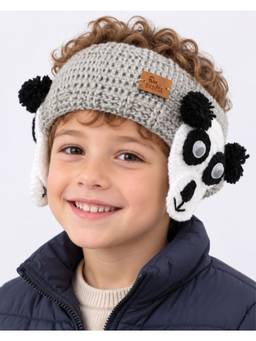 FUNKRAFTS - Kids Self Design Handmade Woollen Ear Warmer Muffs Caps Headband - Grey