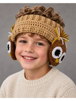 FUNKRAFTS - Brown Woven Comfortable Fit Earmuff (7-12 Years)