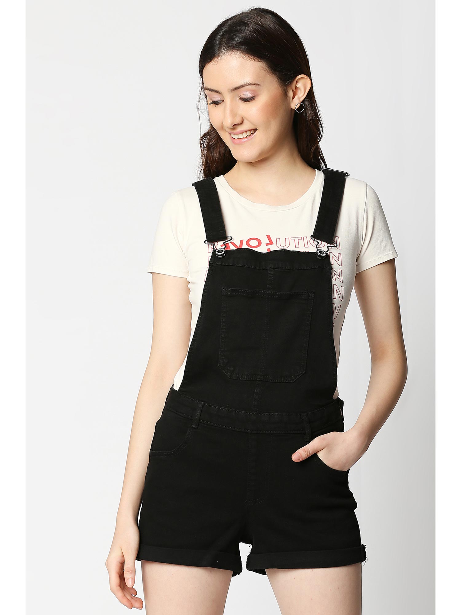 Buy Love Gen Miami Black Short Dungaree 