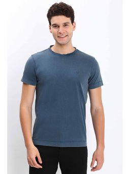 Allen Solly - Men Blue Solid Crew Neck T-Shirt