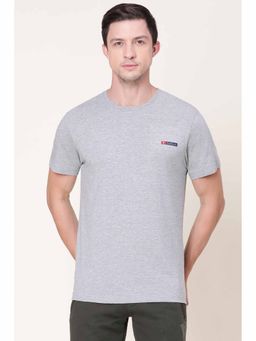 Van Heusen - Men Grey Solid Crew Neck T-Shirts