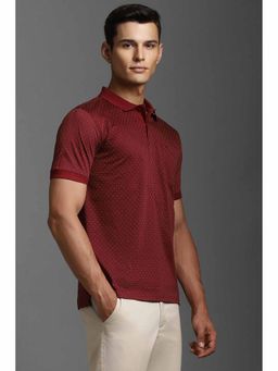Louis Philippe - Men Maroon Dots Polo Neck T-Shirt