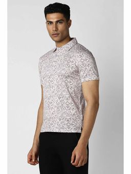 Van Heusen - Men White Print Polo Neck T-Shirt