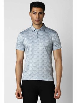 Van Heusen - Men Blue Print Polo Neck T-Shirt