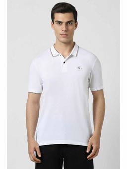 Van Heusen - Men White Solid Polo Neck T-Shirt