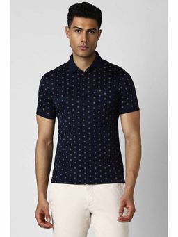 Van Heusen - Men Navy Print Polo Neck T-Shirt
