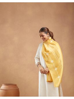 Fabindia - Yellow Silk Batik Printed Stole