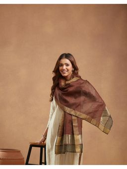 Fabindia - Maroon Silk Blend Hand Woven Stole