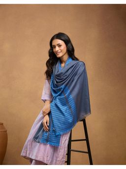 Fabindia - Blue Silk Blend Hand Woven Stole