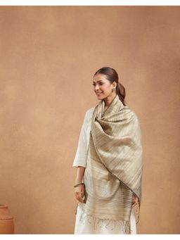 Fabindia - Beige Silk Hand Woven Stole