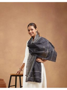 Fabindia - Black Silk Blend Jamdani Stole
