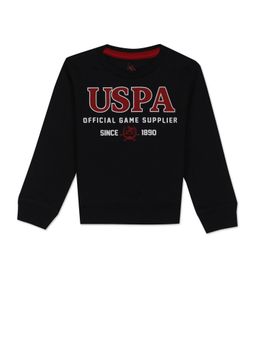 U.S. POLO ASSN. - Boys Black Pure Cotton Brand Print Sweatshirt