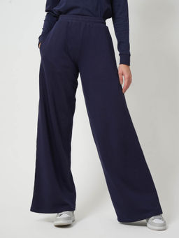 Saltpetre - Solid Cotton Navy Blue Floor Length Wide Length Pant