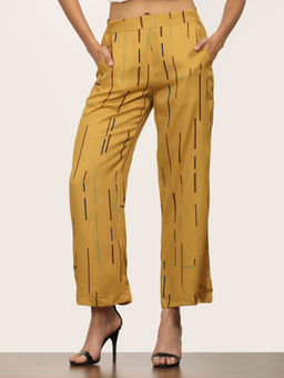 Saltpetre - Mustard Modal Cedar Print Flat Front Pant